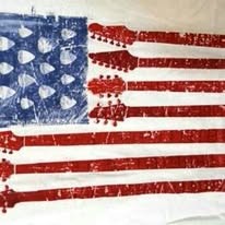 American flag made of guitars, artwork for the song America